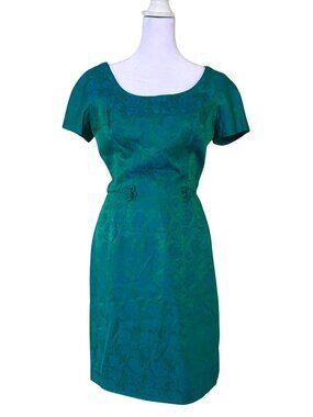 Green Short-Sleeve Sheath Dress